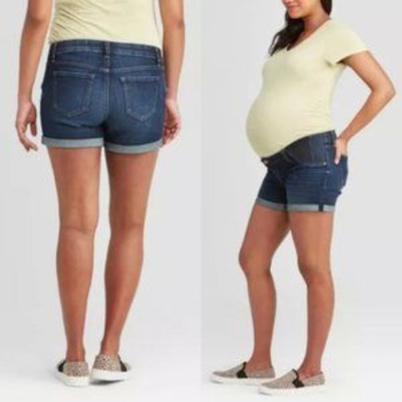 Isabel Maternity Side Panel Midi Jeans Shorts - Picture 1 of 1